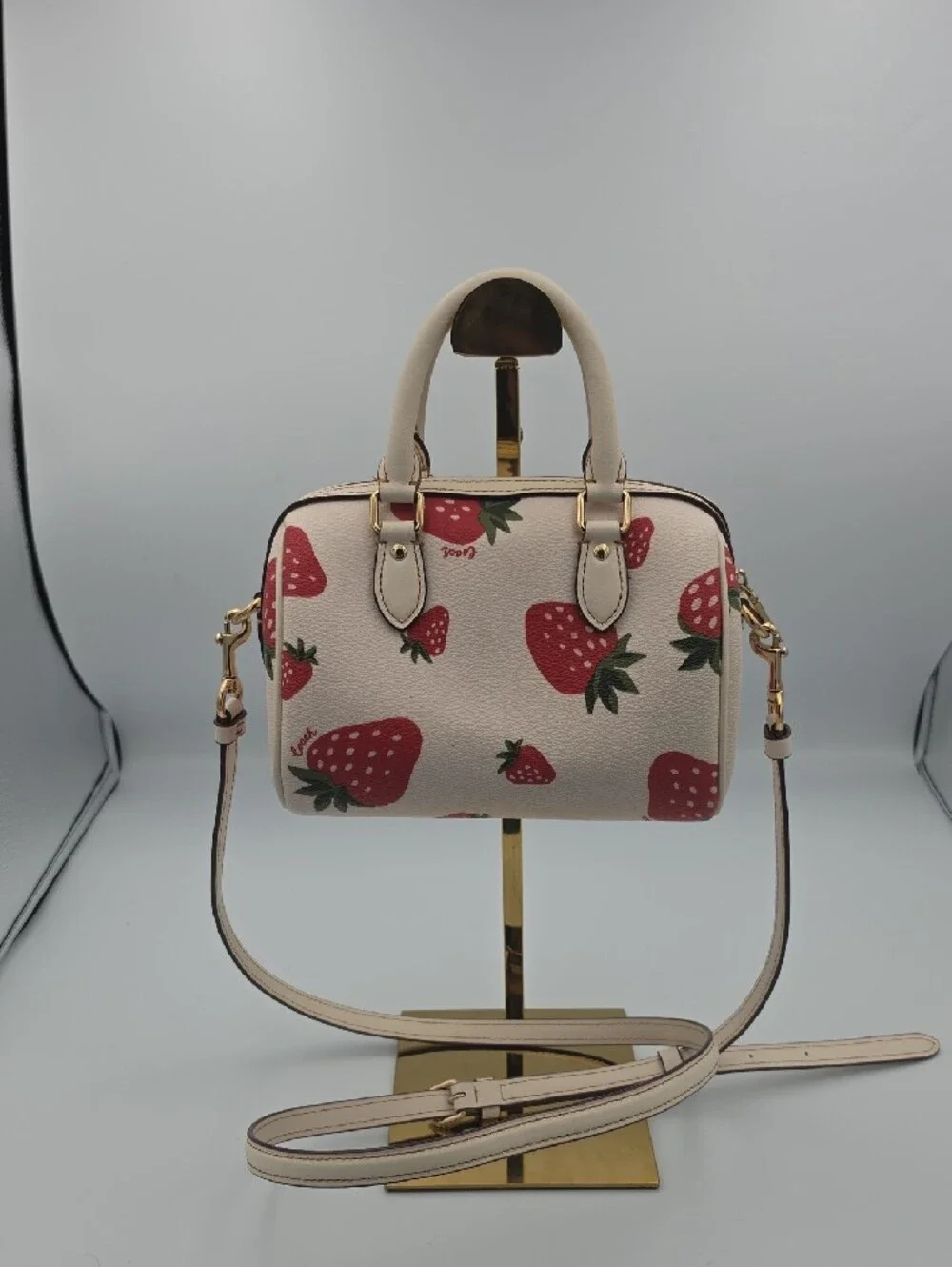 Coach Cream Strawberry Print Limited Edition Mini Crossbody Satchel (EUC)✨️🍓✨️